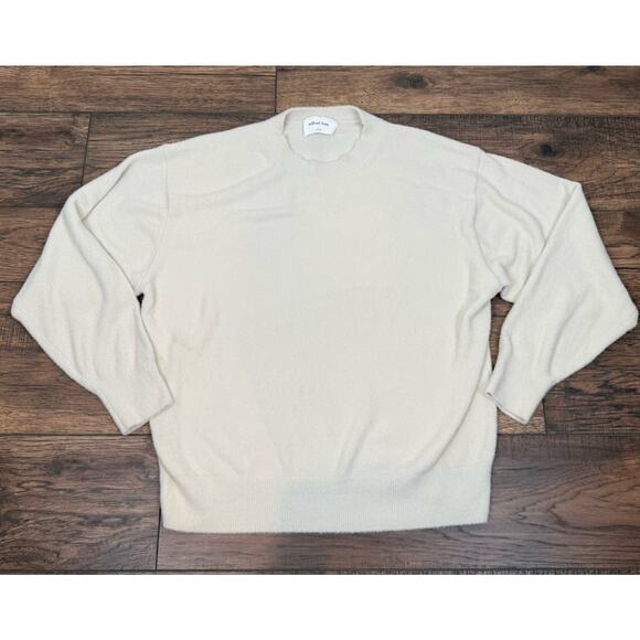 Aritzia Wilfred Free Cream Long Sleeve Crewneck Fuzzy Oversized Sweater Sz L - Picture 1 of 5